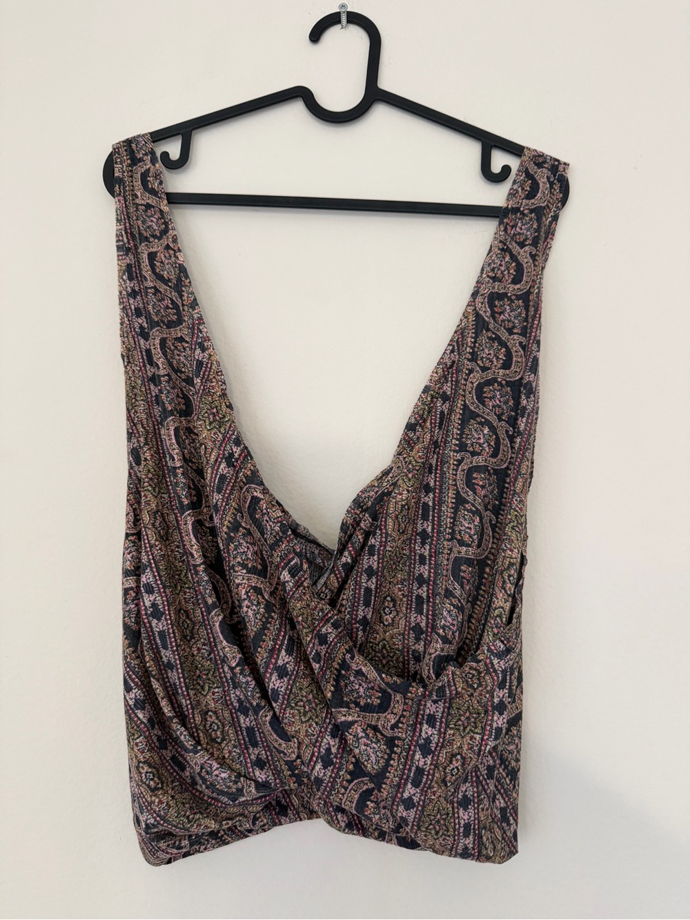 NWT Free People Your Twisted Paisley Tank Top Black Combo M